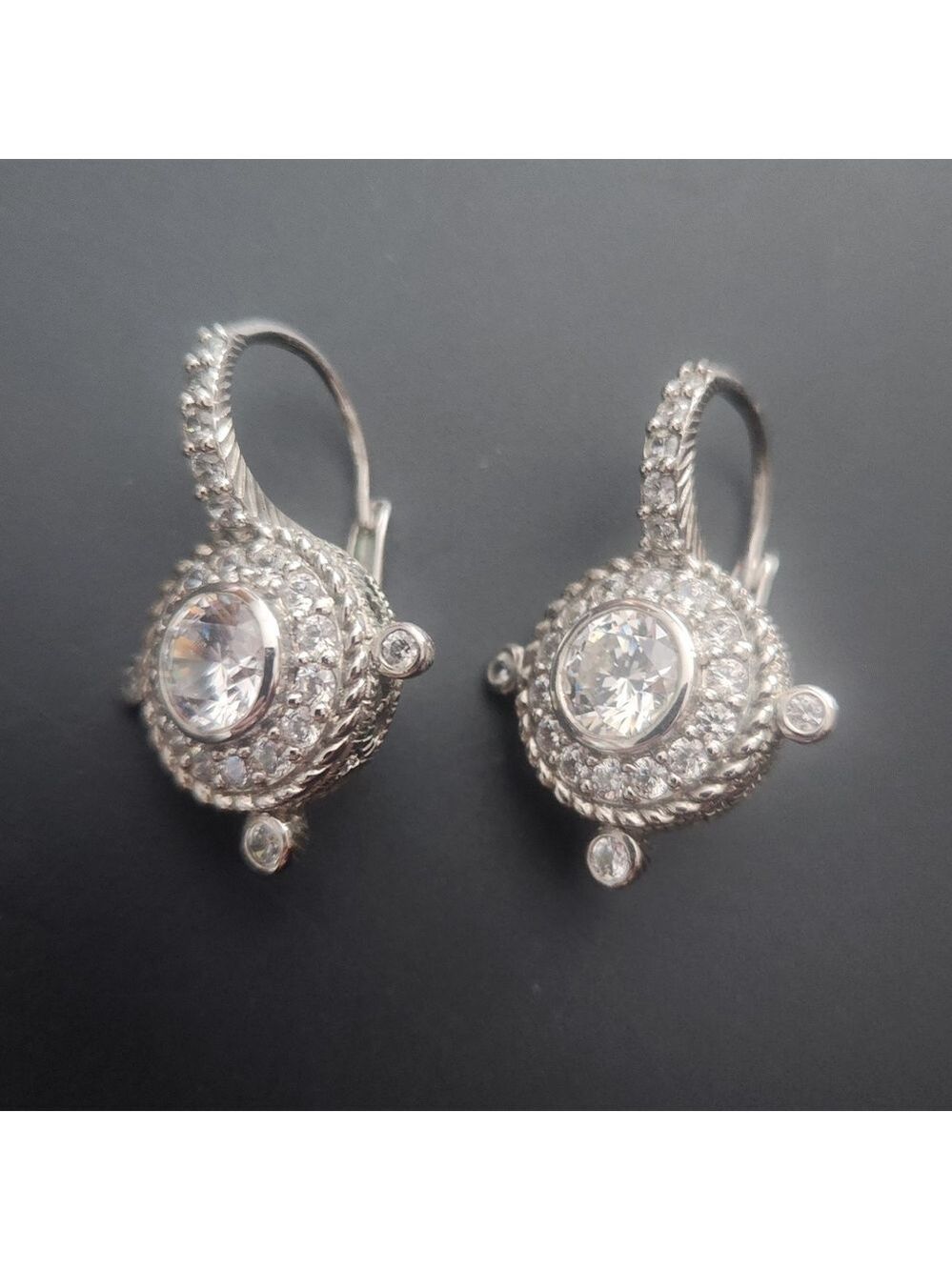 NWOTJudith Ripka Sterling Silver Max Drop Diamond Pierced Earrings